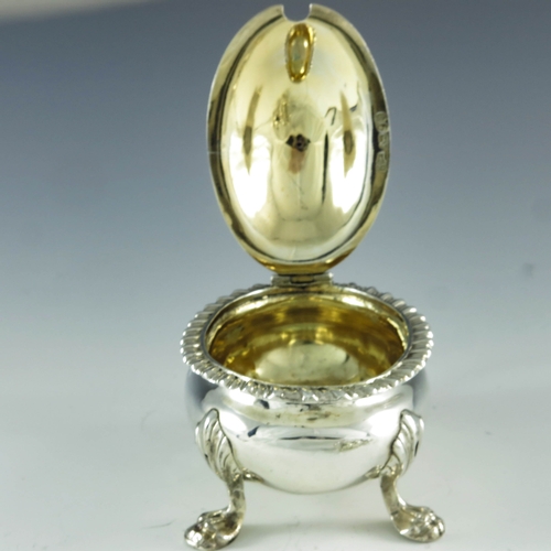 2058 - Samuel Roberts and George Cadman, Sheffield 1814, a George III silver mustard pot, oval ovoid form w... 