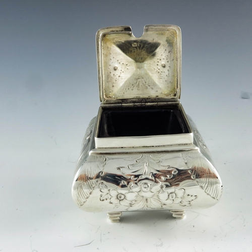 2061 - Solomon Hougham, London 1805, a George III silver mustard pot, square section ovoid form, bright cut... 