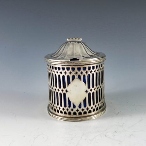 2070 - Andrew Fogelberg, London 1791, a George III silver mustard pot of straight sided oval form pierced w... 