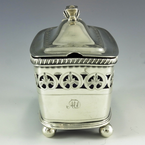 2072 - Peter and William Bateman, London 1811, a George III silver mustard pot and spoon, cuboid form, brig... 