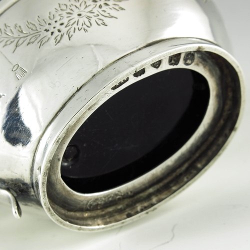 2073 - Abstainando King, London 1702, a George III silver mustard pot, bright cut oval navette form, decora... 