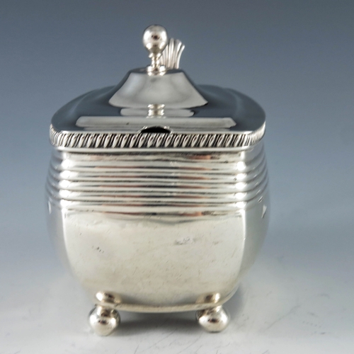 2079 - Crispin Fuller, London 1808, a George III silver mustard pot, bowed cuboid form with ribbed upper se... 