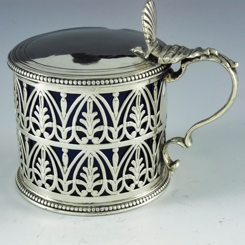 2089 - Robert Hennell, London 1775, a George III silver mustard pot, reticulated cylindrical form, bright c... 