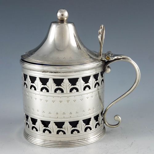 2100 - Peter and Ann Bateman, London 1791, a George III silver mustard pot, cylindrical form with flared co... 