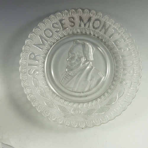 661 - Campbell, Jones and Co. (attributed), a commemorative pressed glass plate for Sir Moses Montefiore, ... 