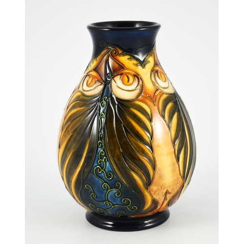 1046 - Jeanne McDougall for Moorcroft, an Owl limited edition vase, circa 1999, baluster form, 43 of 50, im... 