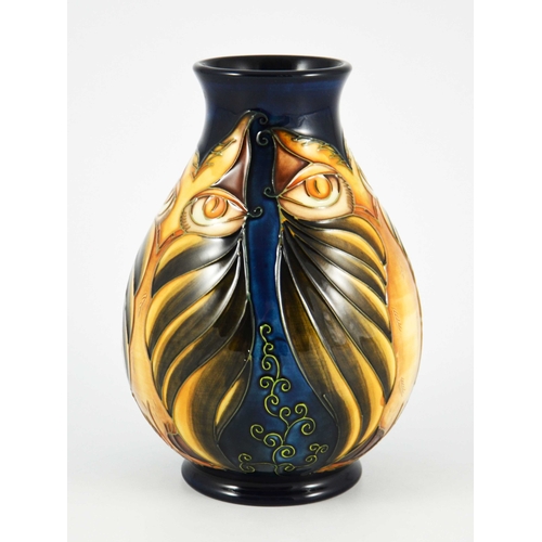 1046 - Jeanne McDougall for Moorcroft, an Owl limited edition vase, circa 1999, baluster form, 43 of 50, im... 