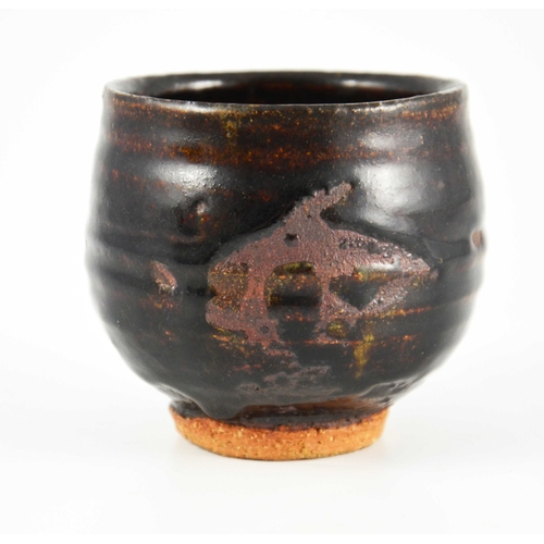 1427 - Jeremy Leach (attributed), a studio pottery tea bowl or vase, circa 1954, tenmoku glazed with unglaz... 