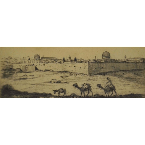 158 - J Eisenberg Jerusalem, etching and three similar.  (4)