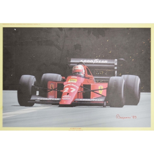 167 - Team Dynamics, coloured photo montage, Primera signed calendar poster and photograph of Ferrari F1 r... 