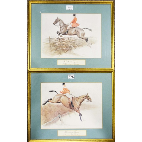 174 - AFter Cecil Aldin, a set of four prints, 'Hunting Types, 26 x 35 cm, framed