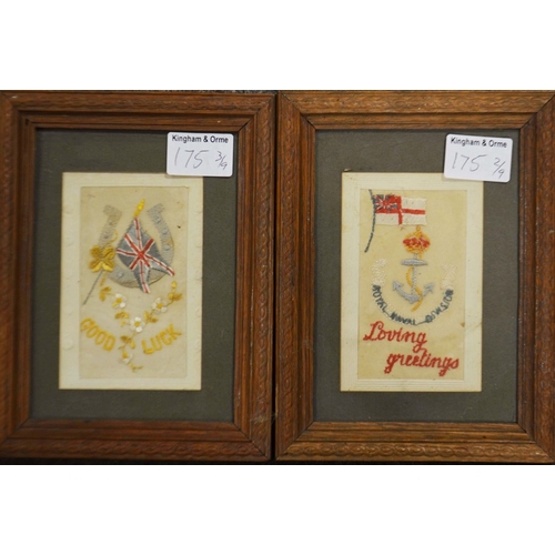 175 - R B, Horse study, 17 x 17 cm, monogrammed, framed, four WWI, silkwork postcards; After Basil Nightin... 