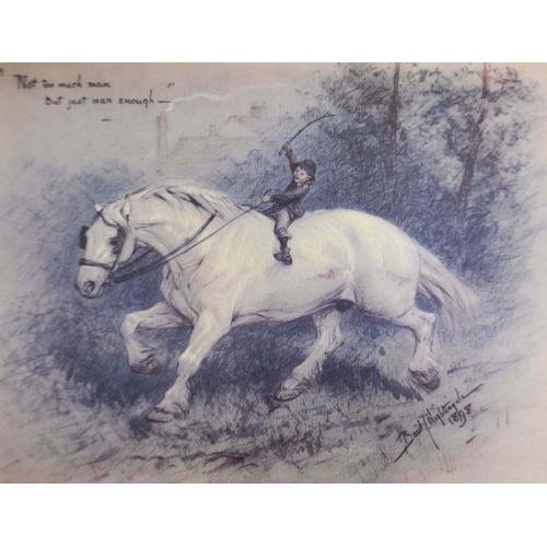 175 - R B, Horse study, 17 x 17 cm, monogrammed, framed, four WWI, silkwork postcards; After Basil Nightin... 