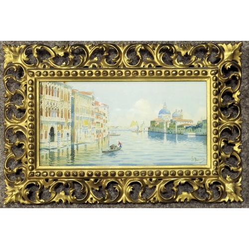 194a - S Bonazo, watercolour, Venetian scene, 18th Century style carved gilt frame, FRost & Reed, gallery l... 