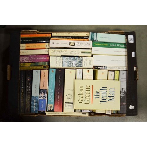 86 - Four bozes of books, including fiction, autobiographical, cookery,  and literature.