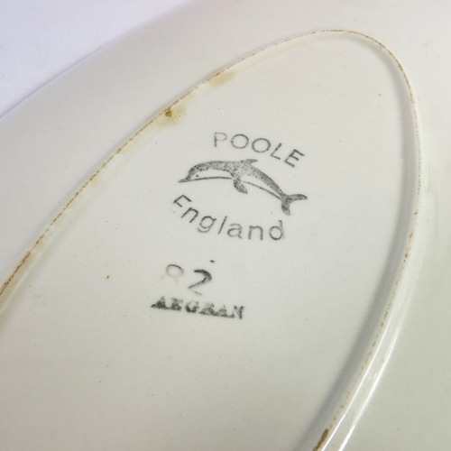 273 - A Poole Aegean dish, spear form, 82, and a Delphis circular plate, 49, 44cm long and 12.5cm diameter