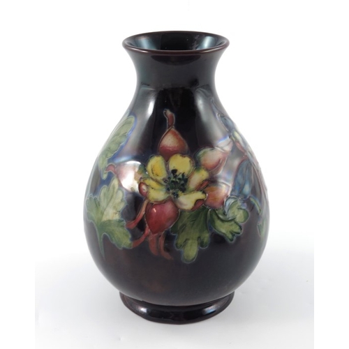 392 - Walter Moorcroft, a Flambe Columbine vase, circa 1960, baluster form, impressed marks and underglaze... 