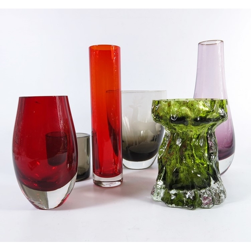 409 - A collection of Modernist glass, including Caithness cased glass vase, etched vase and an Ingrid Gla... 