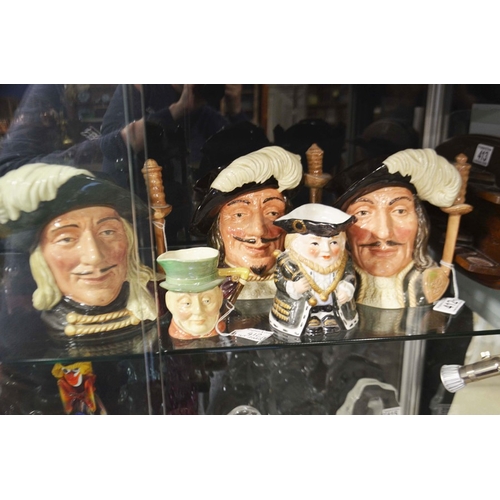 412 - Royal Doulton character jug 'Athos',  18cm high, 'Poros' 19cm and Aramis 17cm high; together with 'T... 