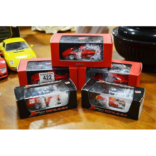 422 - Five Ferrari Model Cars including F1 555 Squalo, F1 375, Enzo Ferrari, F40 and 288 GTO; Ferrari F1 5... 