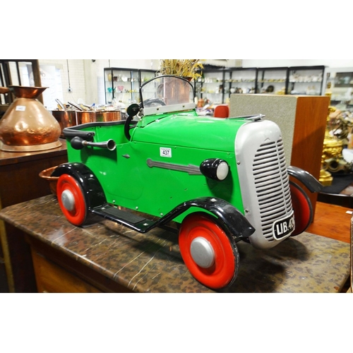 437 - Lines Brothers Triang pedal car, circa 1930s (restored), green with black running board and mud guar... 