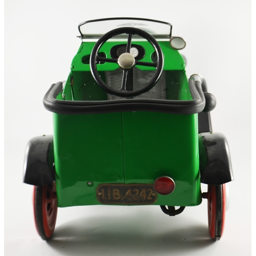 437 - Lines Brothers Triang pedal car, circa 1930s (restored), green with black running board and mud guar... 