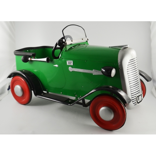 437 - Lines Brothers Triang pedal car, circa 1930s (restored), green with black running board and mud guar... 