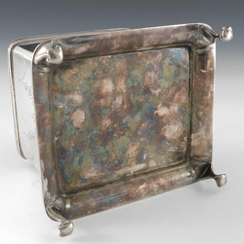 69 - A Victorian silver plated biscuit box, Henry Hobson and Son, Sheffield, Neoclassical cuboid form, en... 
