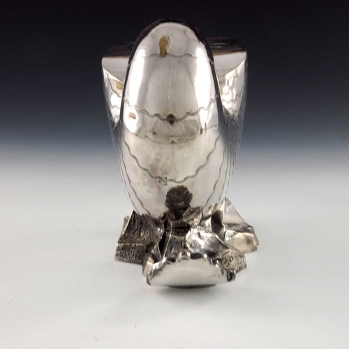 112 - A Victorian silver plated spoon warmer, Mappin and Webb, model W260 1/2, realistically modelled as a... 