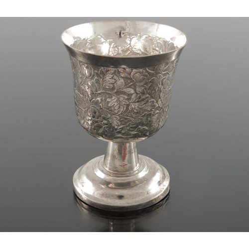16 - A Chinese export silver goblet, MK circa 1890, the waisted cup body repousse decorated and chased wi... 