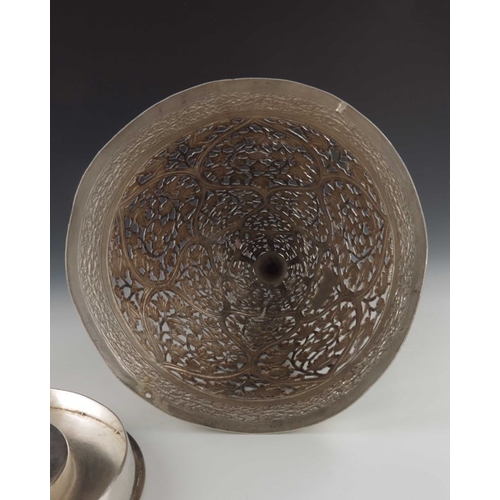19 - A large Chinese export silver reticulated cone or incense burner, KH, circa 1930, pierced and chased... 