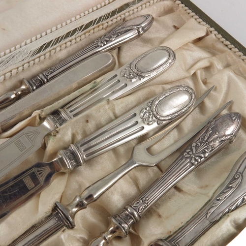 37 - Continental silver hors d'oeuvres utensils, Estonian and Latvian with Russian import marks, includin... 