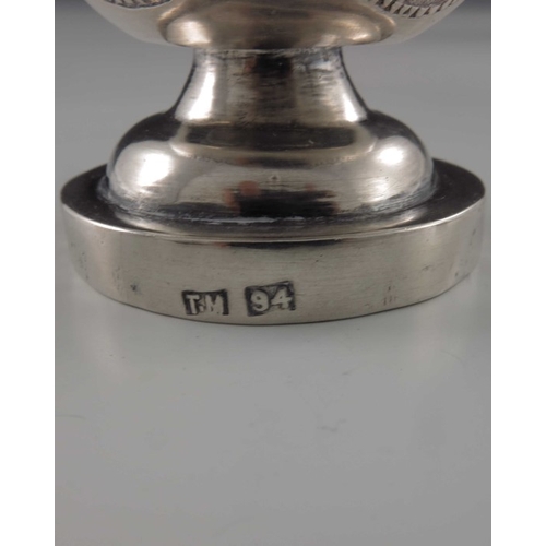 4 - A small Chinese export silver rosewater sprinkler, TM, circa 1930, globe and shaft form, repousse em... 