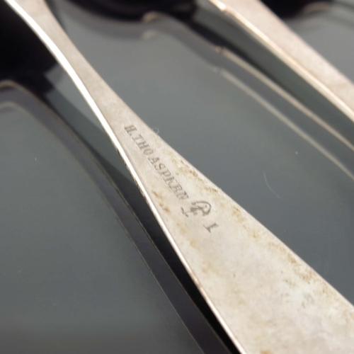 41 - A set of six German silver teaspoons, D Tho Aspern, circa 1910, together with an Estonian silver spo... 