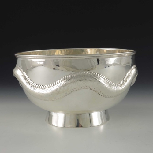 14 - A Chinese export silver bowl, Wang Hing, Canton circa 1900, rounded footed form, embossed and chased... 