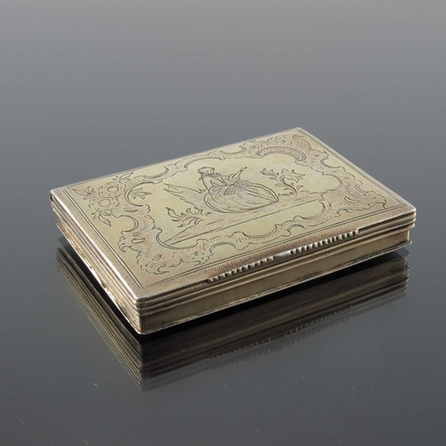 46 - An 18th century Spanish silver gilt snuff box, Garzia, Leiva circa 1740, the lid engraved with a Roc... 