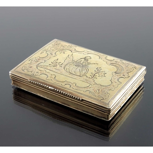 46 - An 18th century Spanish silver gilt snuff box, Garzia, Leiva circa 1740, the lid engraved with a Roc... 