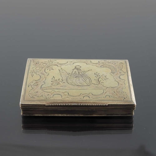 46 - An 18th century Spanish silver gilt snuff box, Garzia, Leiva circa 1740, the lid engraved with a Roc... 