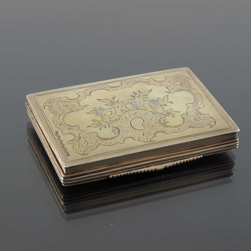 46 - An 18th century Spanish silver gilt snuff box, Garzia, Leiva circa 1740, the lid engraved with a Roc... 