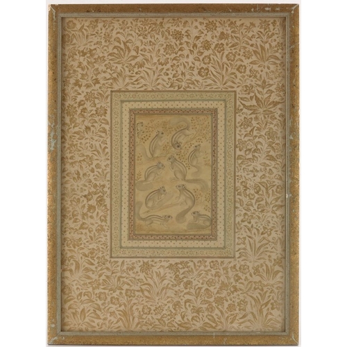 494b - Indian/Mughal School (19th century), A Scurry of Squirrels, watercolour, set within profusely decora... 