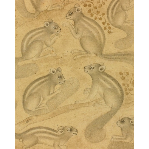 494b - Indian/Mughal School (19th century), A Scurry of Squirrels, watercolour, set within profusely decora... 