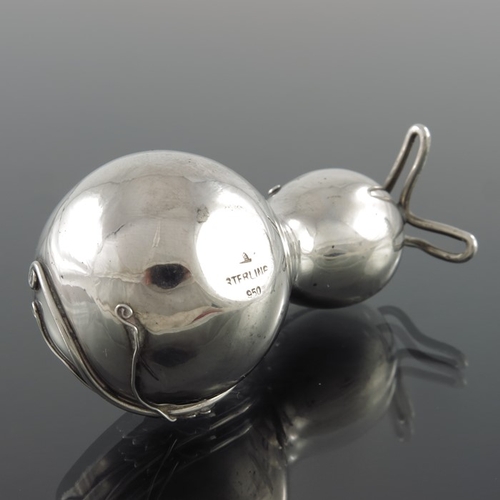 1 - A Japanese silver novelty salt cellar, Asahi Shoten, Tokyo, in the form of a double gourd, applied w... 