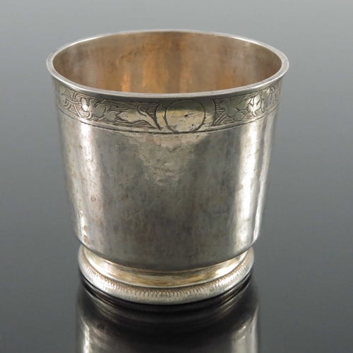 50 - A 16th century Swiss silver and parcel gilt beaker, Leonhard Bram, Zurich circa 1550, footed cylindr... 