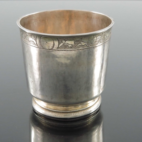 50 - A 16th century Swiss silver and parcel gilt beaker, Leonhard Bram, Zurich circa 1550, footed cylindr... 