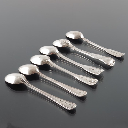 73 - Six Victorian silver egg spoons, George Adams, London various dates, including Fiddle pattern, 1848,... 