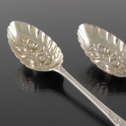 80 - A pair of Victorian silver berry spoons, William Hutton, London 1899/1900, Venetian Pattern, embosse... 