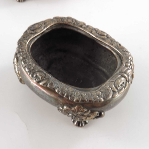 104 - A pair of Victorian silver salt cellars, Samuel Smith and Son, London 1880, squat ogee boat form wit... 