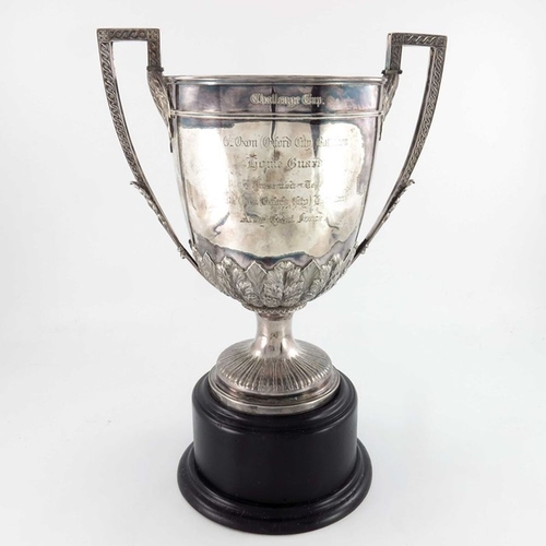 150 - A large Victorian silver trophy cup, Thomas Bradbury and Sons, London 1880, Neoclassical twin handle... 