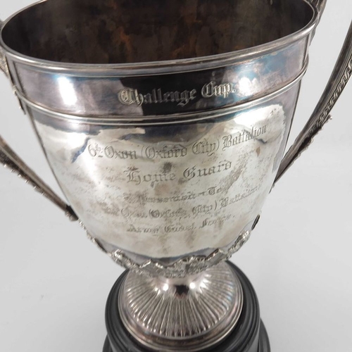 150 - A large Victorian silver trophy cup, Thomas Bradbury and Sons, London 1880, Neoclassical twin handle... 