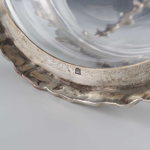 152 - An Edwardian novelty silver plated and glass sardine pot or ice bucket, Walker and Hall, circa 1910,... 